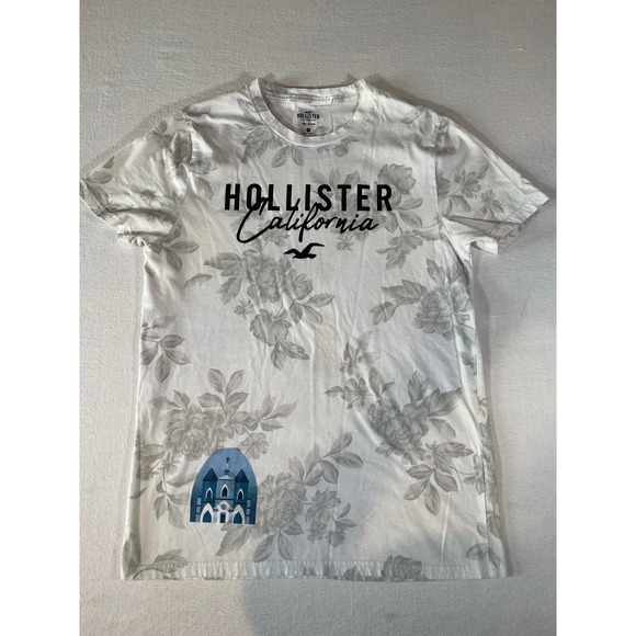 Hollister Other - Hollister California Mens Floral Graphic T-Shirt White Grey Blue Cathedral M